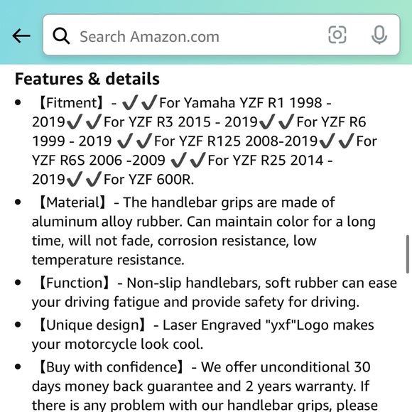 Motorcycle Non Slip Handlebar Grips 7/8" 22mm Rubber Handle Grips - Picture 7 of 9